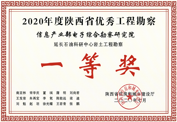 2020年陕西省优秀工程勘察设计一等奖-延长石油科研中心岩土工程勘察